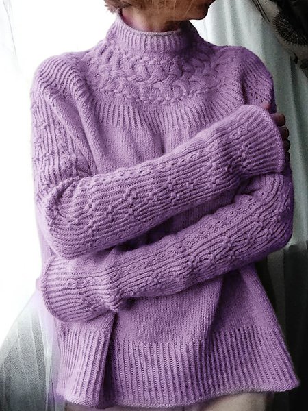 Women Vacation Plain Autumn Crew Neck Heavyweight Daily Long sleeve Loose Wool/Knitting Sweater