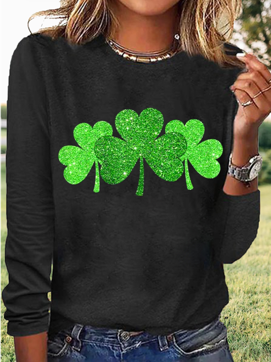 Women's Irish Shamrock Green Clover St Patricks Day Casual Letters Shirt