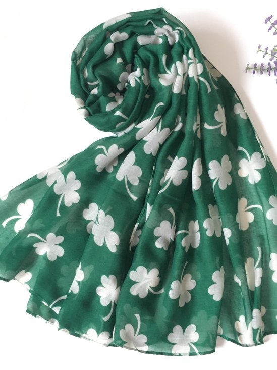 St. Patrick's Day Clover Hat Pattern Silk Scarves Holiday Party Accessories Irish Festival