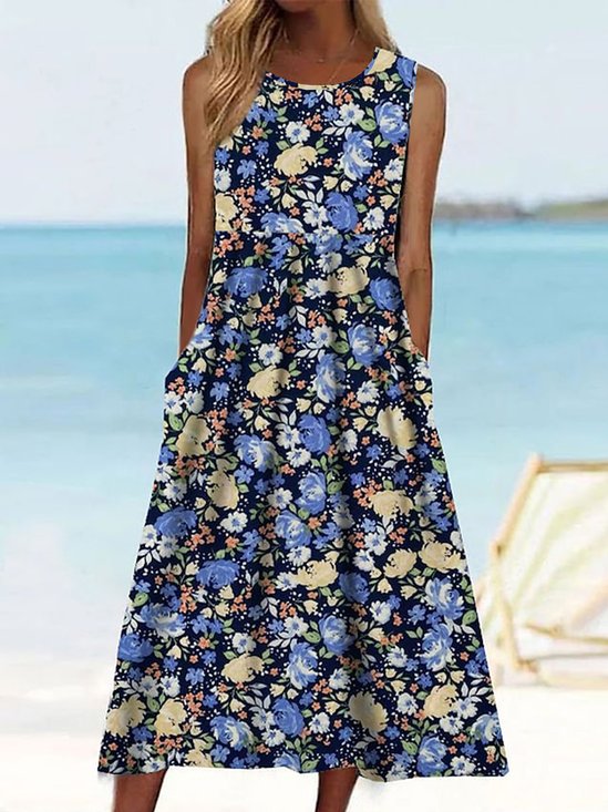 Floral Casual Jersey Loose Dress