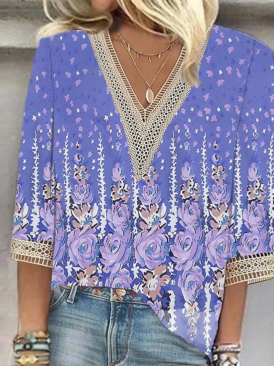 Floral Loose Casual Lace Shirt