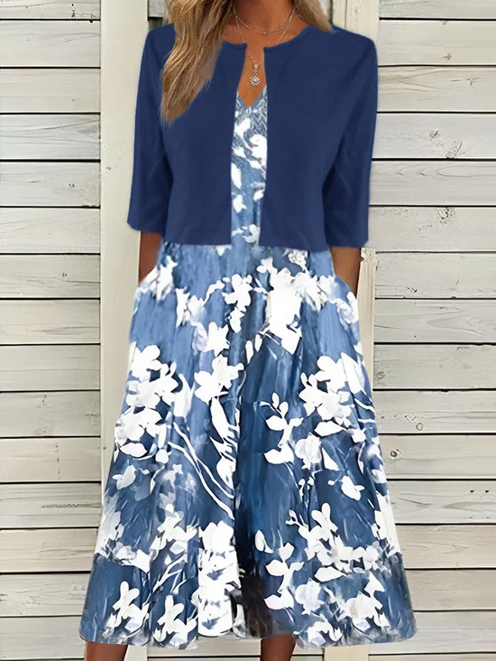 Regular Fit Casual Floral Two-Piece Set