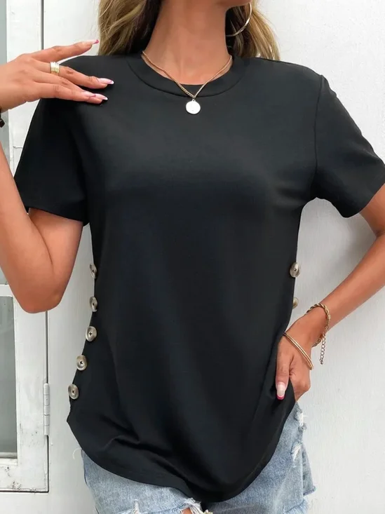 Crew Neck Casual Plain Regular Fit T-Shirt