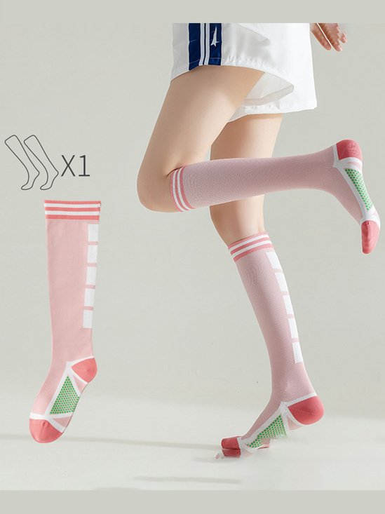 Geometric Color Contrast Design Kinetic Compression Sports Socks