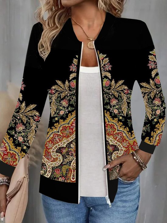 Nationality/Ethnic Daily Loose Casual H-Line Long Sleeve Jacket