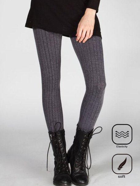 Casual Plain Tight Knitted Legging