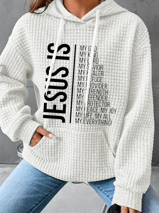 Womens Jesus Is My God Loose Hoodie Simple Hoodie