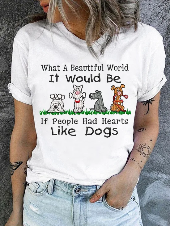 Women's Love Dogs Cotton Casual T-Shirt