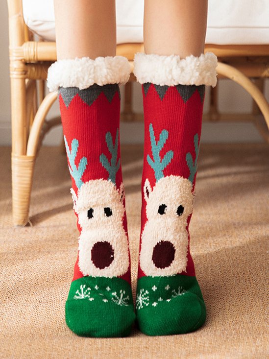 Christmas Cartoon Elk Thicken Non-Slip Floor Socks