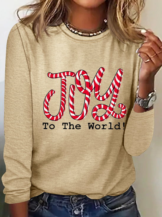 Joy To The World Striped Casual Long Sleeve Shirt