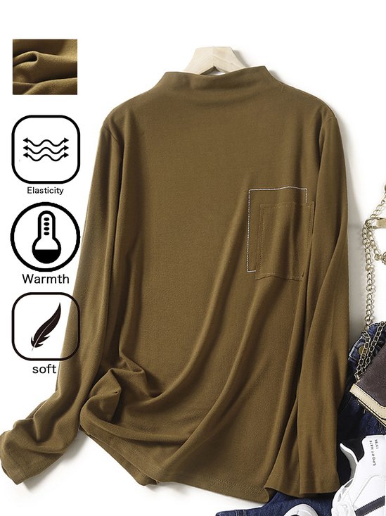 Casual Knitted Loose Half Turtleneck T-Shirt