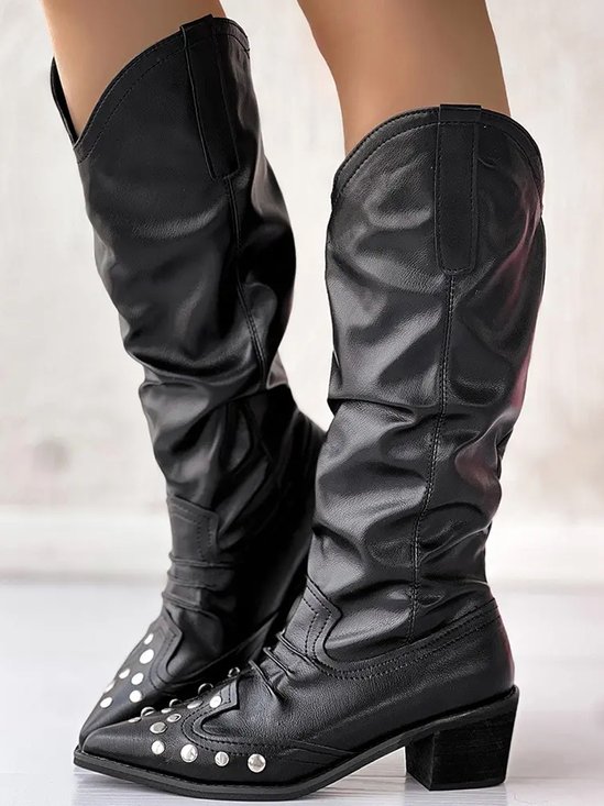 Casual Leather Cowboy Boots