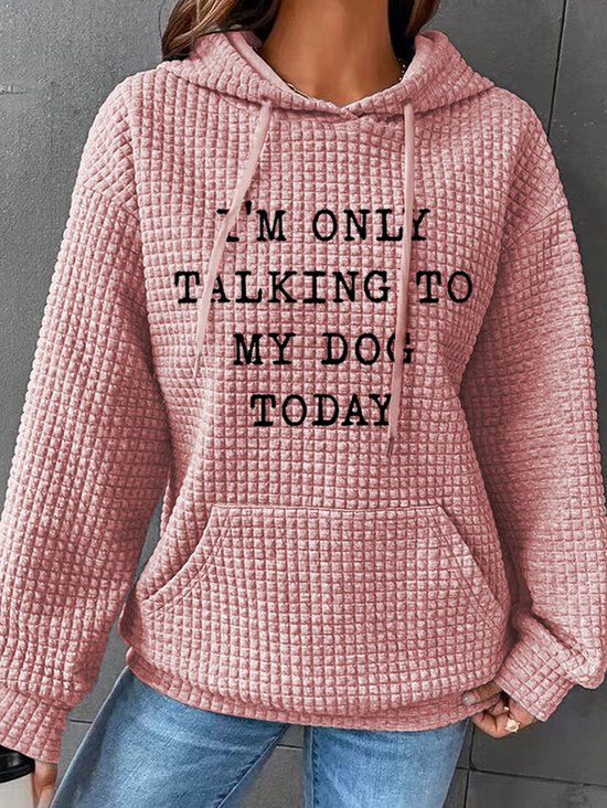 Cotton-Blend Casual Loose Text Letters Hoodie