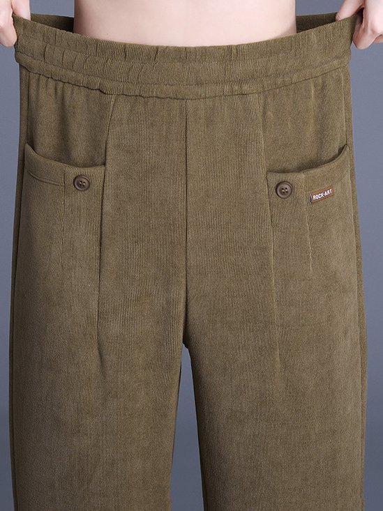 Casual Fleece Plain Pants