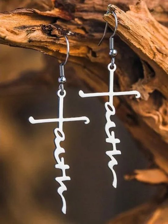 Women Faith Letter Shaped Dangle Earrings