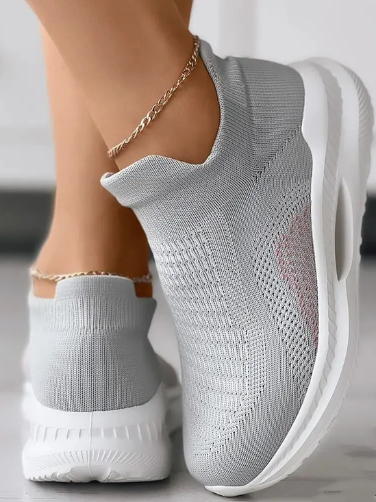Mesh Fabric Plain Casual Flyknit Sneakers