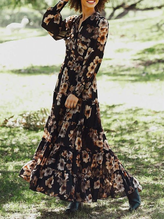 Split Joint Loose Casual Floral Dress