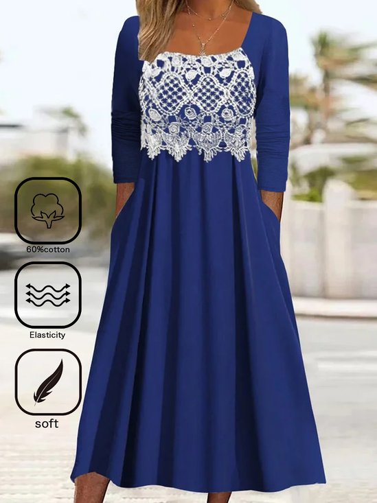 Casual Plain Cotton-Blend Dress