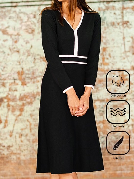 Loose Color Block Casual Jersey Dress