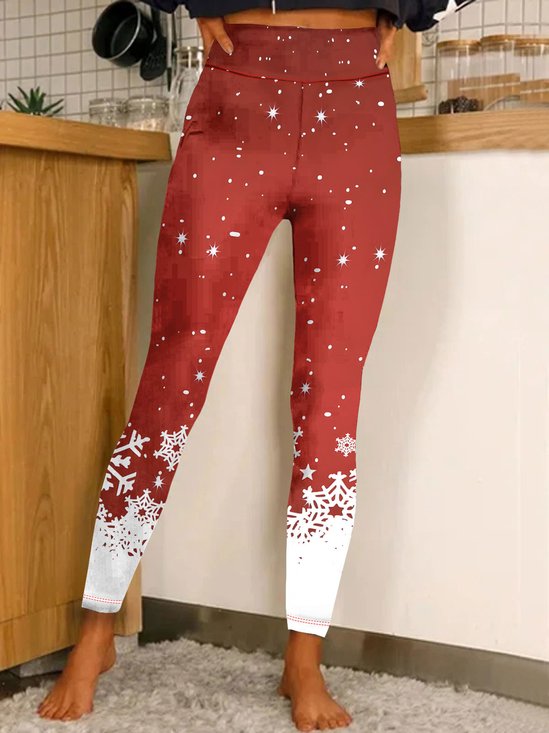 Snowflake Gradient Christmas Regular Fit Leggings Yoga Leggings
