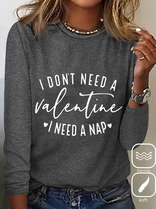 Loose Valentine's Day Casual Crew Neck T-Shirt