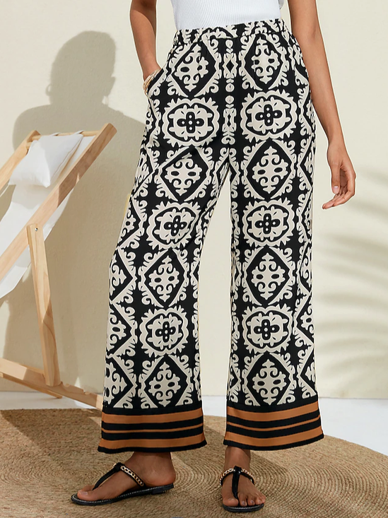 Loose Abstract Graphic Casual Pants