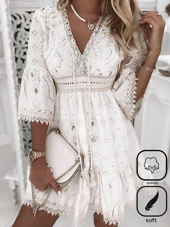 Casual Loose Lace Cotton Dress