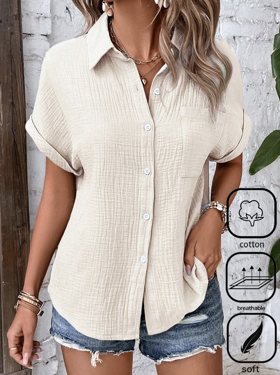 Casual Loose Cotton And Linen Blouse