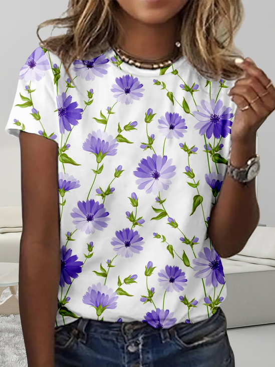 Floral Casual Crew Neck T-Shirt
