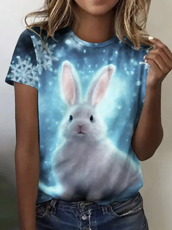 Casual Easter Crew Neck Loose T-Shirt
