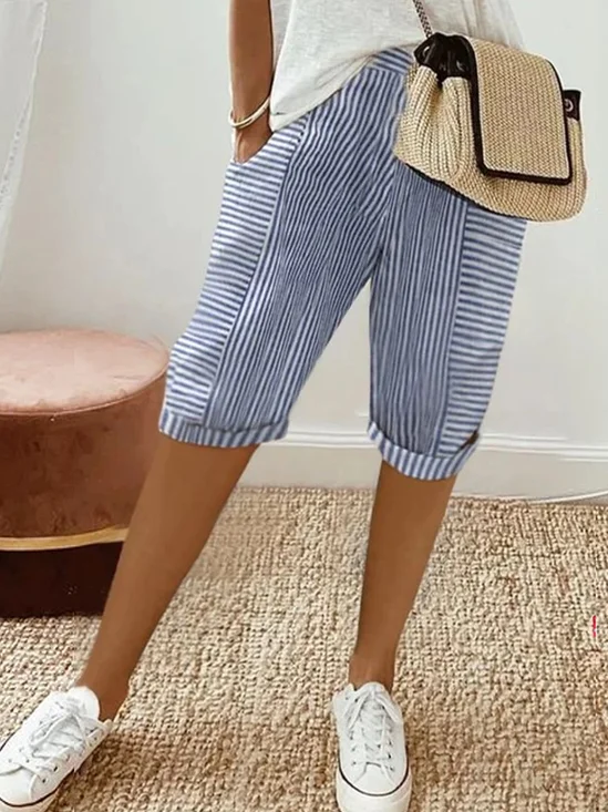 Casual Cotton Striped Pants