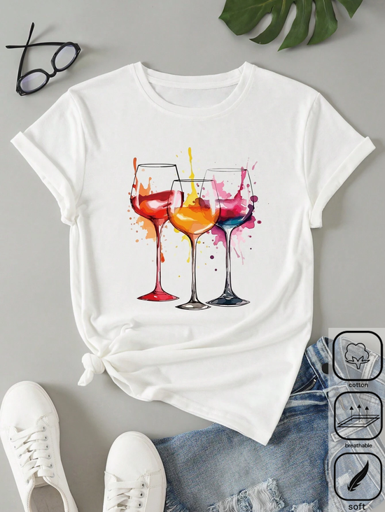 Casual Cotton Loose Painting T-Shirt