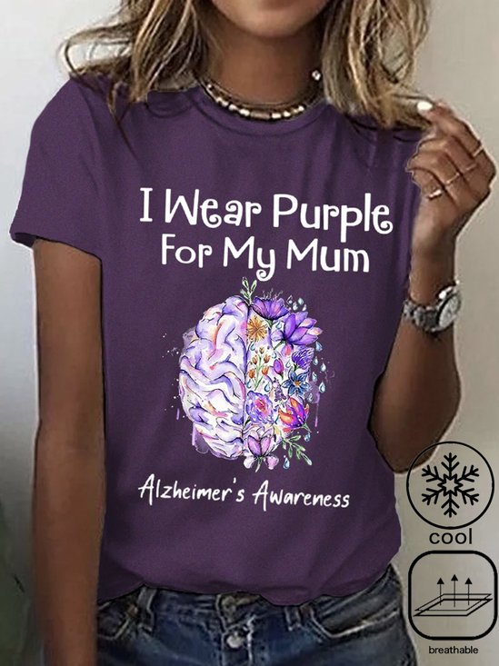 Women's I Wear Purple For My Mum Alzheimer's Awareness Supporter Fighter Tee