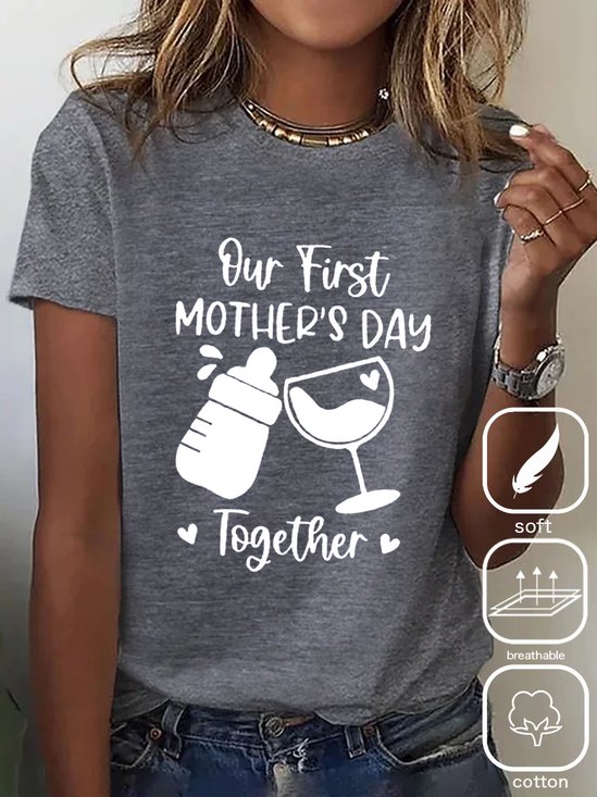 Mother's Day Loose Cotton-Blend Casual T-Shirt