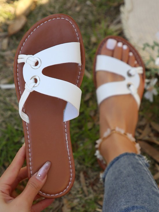 Plain Casual Pu Slide Sandals