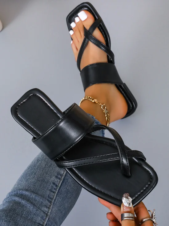 Summer Casual Leather Plain Sandal