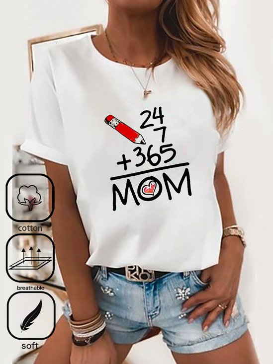Mother's Day Letter Print T-shirt, Short Sleeve Crew Neck Casual Top For Summer & Spring, Women's Clothing