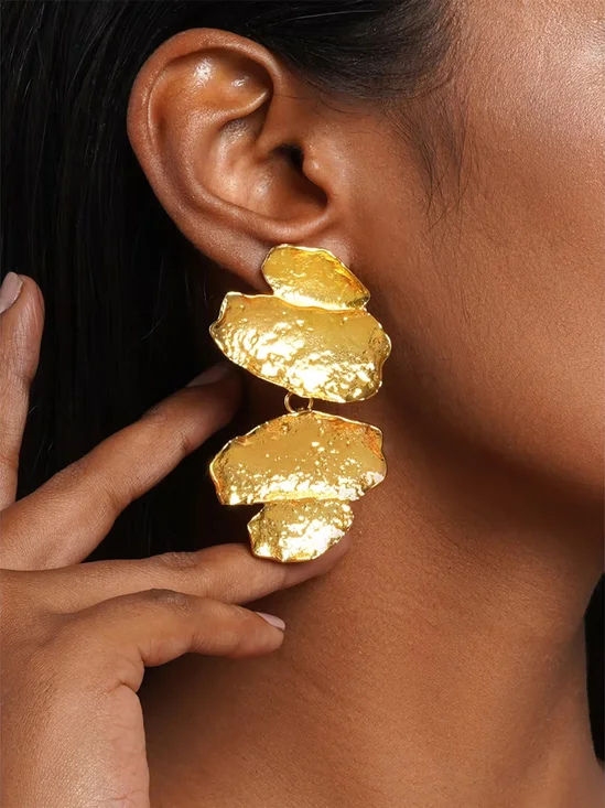 Irregular Textured Metal Dangle Earrings