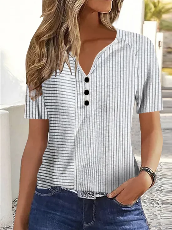 V Neck Jersey Casual Shirt