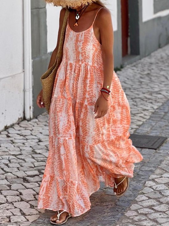 Spaghetti Ombre Vacation Loose Dress