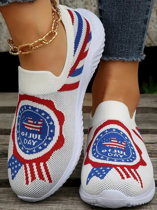 All Season Mesh Fabric America Flag Casual Shallow Shoes