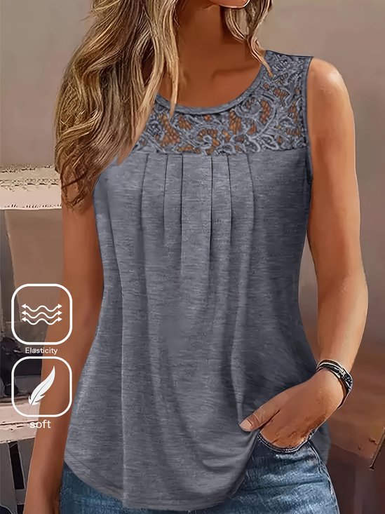 Knitted Casual Loose Lace Tank Top