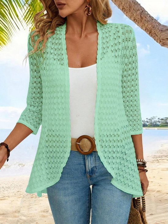 Plain Jacquard Vacation Loose Kimono