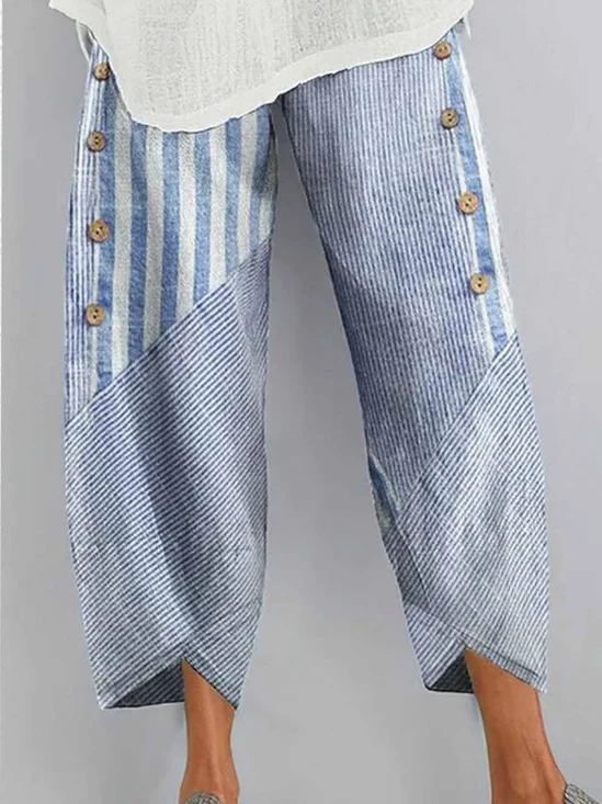 Cotton Striped Casual Pants