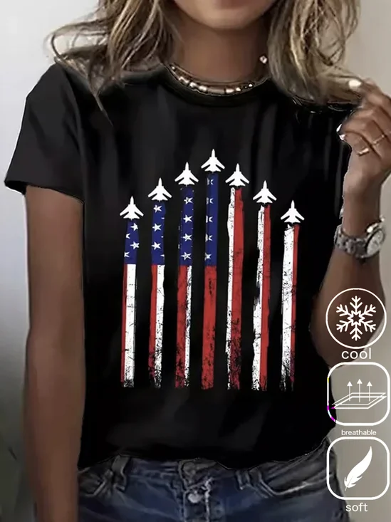 Plus size Casual America Flag Loose T-Shirt