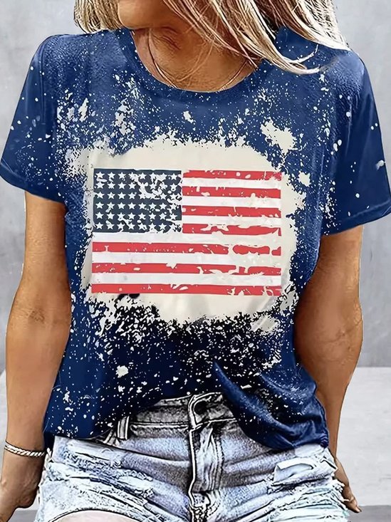 Plus size America Flag Casual T-Shirt