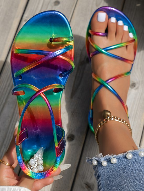 Summer Pu Vacation Plain Strappy Sandals