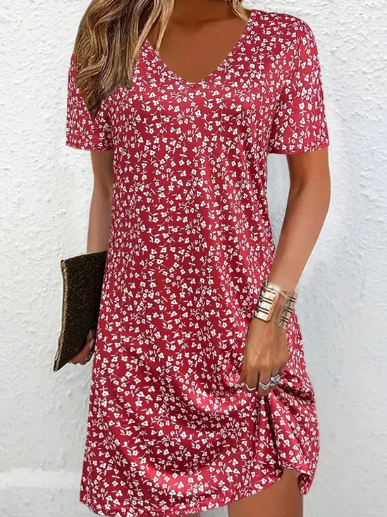 Jersey Casual Loose Disty Floral Dress
