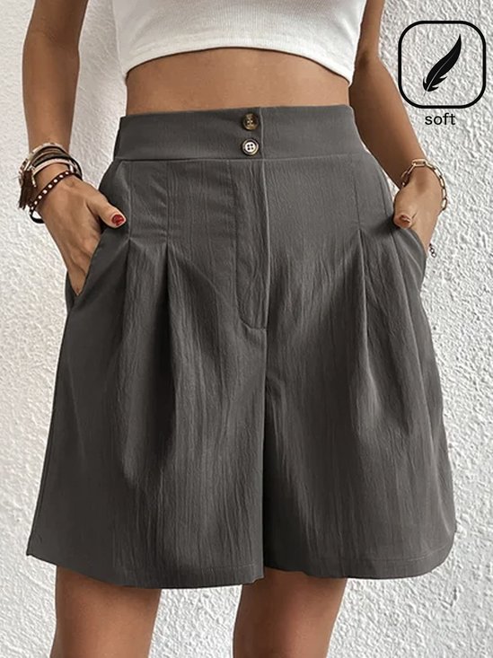 Plus size Casual Pocket Stitching Shorts
