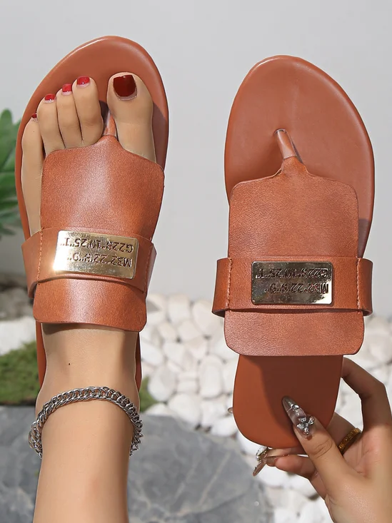 Summer Plain Casual Pu Slide Sandals